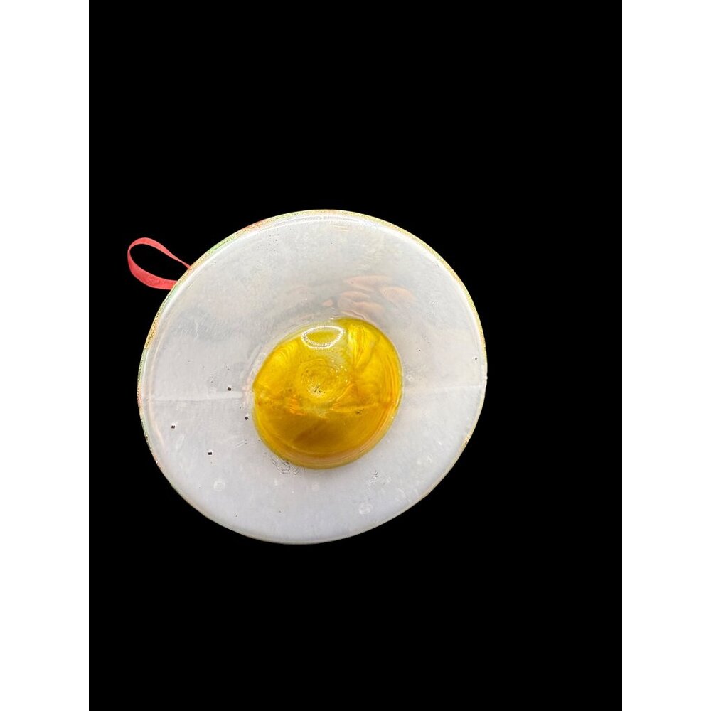 Vtg. Handcrafted Glass 3D Poinsettia Christmas Bell Ornament Red Ribbon - Picture 6 of 8